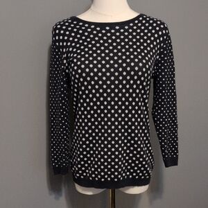 LOFT Navy and White Polka Dot Sweater